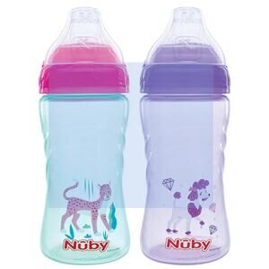 Nuby 2 Pack No Spill Printed Thirsty Kids No-Spill Sip-it Sport Cup